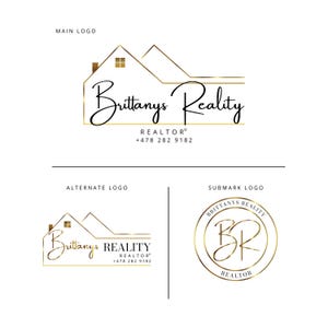 Real Estate Logo Design, DIY Logo Design Template, Key Logo, Real Estate Agent Logo, Realtor Logo, House Logo, Premade Gold Logo Design