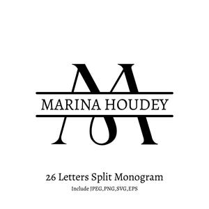 Split Monogram SVG Bundle, Spilt Letter Svg, Family Name Frame, Last Name Svg, Alphabet Clipart, Commercial Use Cut Files