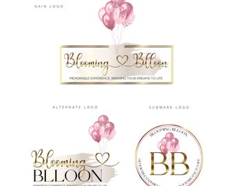 Gold Glitter Balloons Logo, Event Decor, Party Planner (Digital Files)
