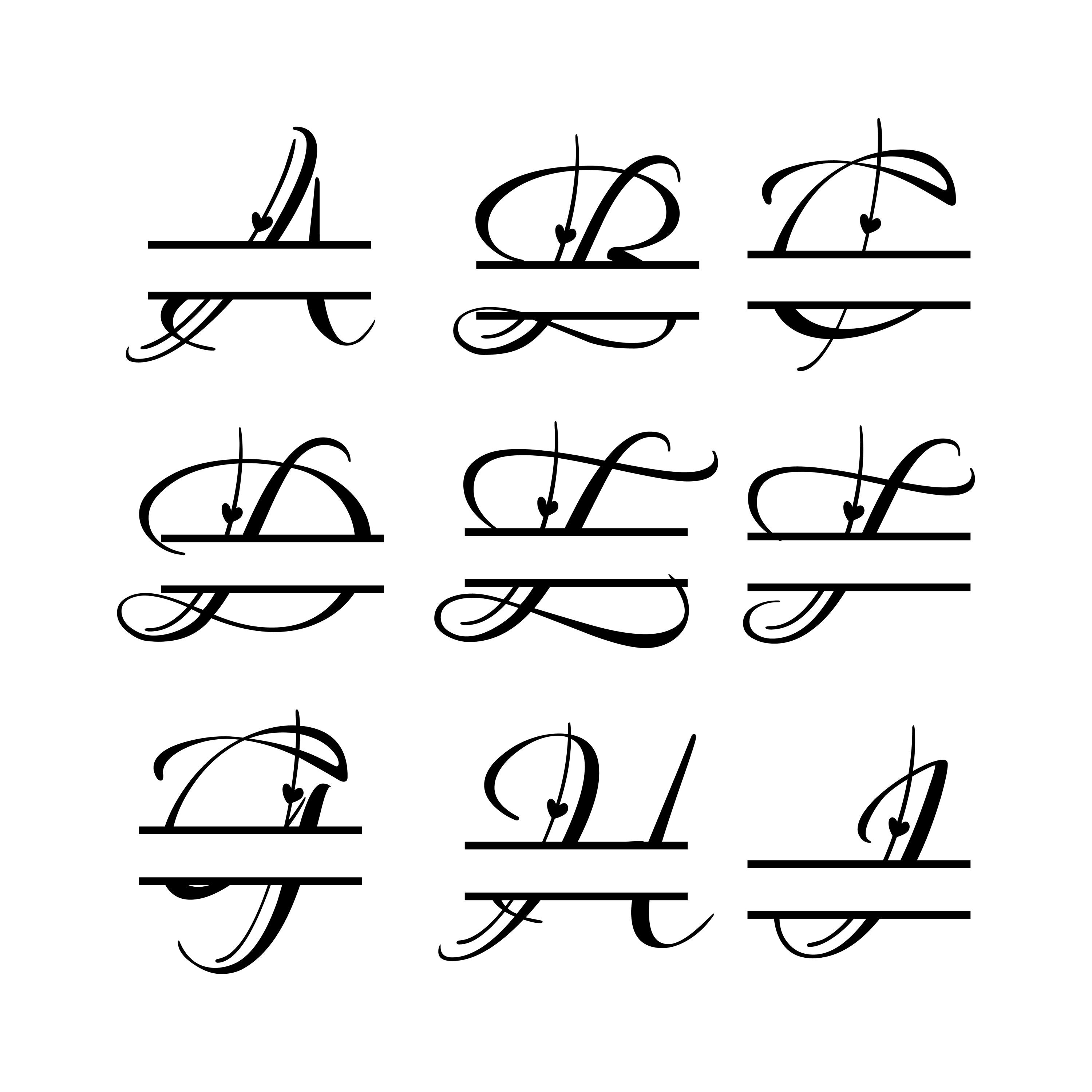 Calligraphy Font Svg, Script Font Svg, Split Monogram Svg, Split ...