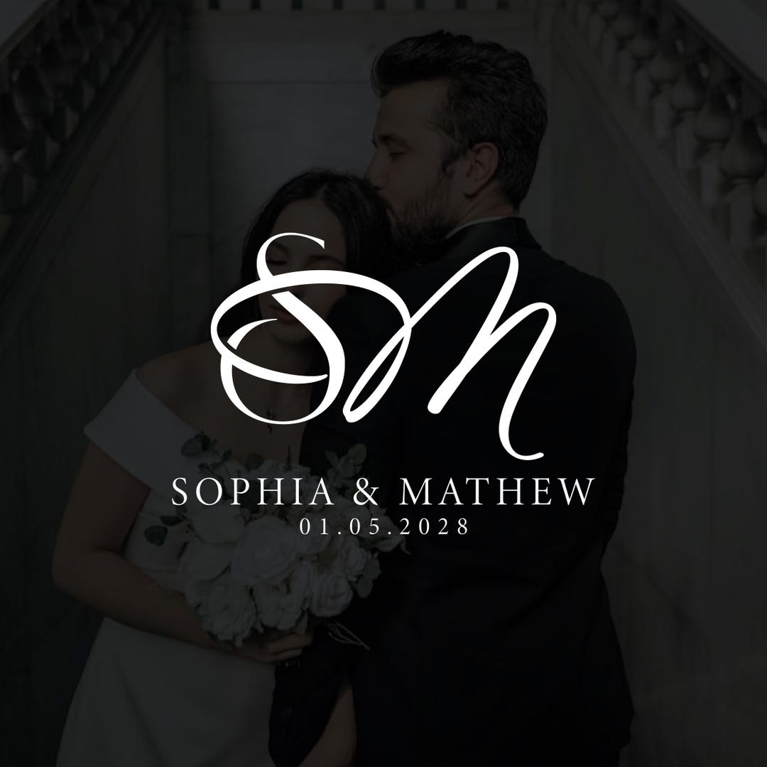 Modern Wedding Logo Monogram, Stylish Wedding Couple Logo, Minimalist ...