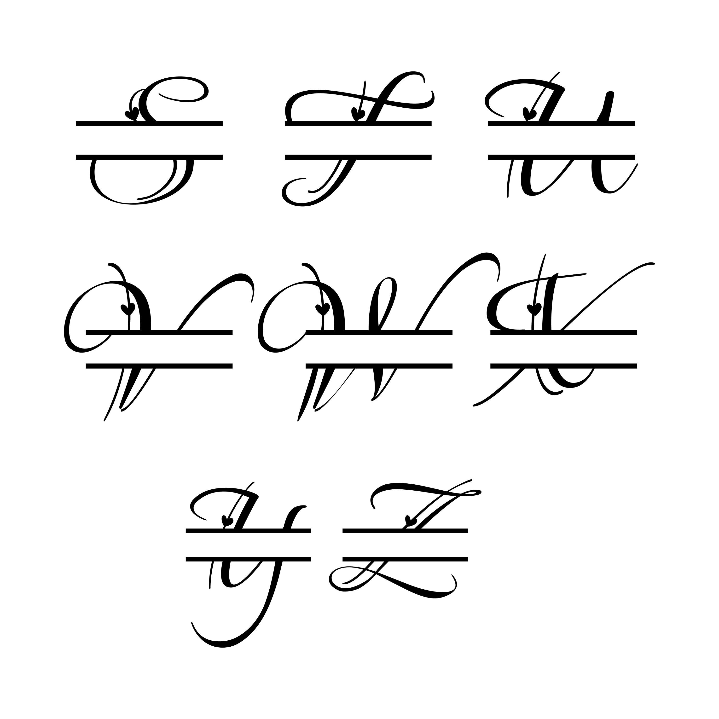 Calligraphy Font Svg, Script Font Svg, Split Monogram Svg, Split ...