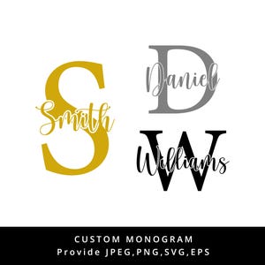 Nom initial SVG personnalisé, png monogramme divisé, fichier de coupe Cricut personnalisé, monogramme familial svg, eps, svg, téléchargement numérique png