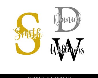 Custom SVG Initial Name, Split Monogram png, Personalised Cricut cut file, family monogram svg, eps,svg,png digital download