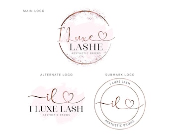 Logo Design,  beauty logo, premade logo design, salon logo design, watercolor lash logo, heart logo, photography logo, boutique logo