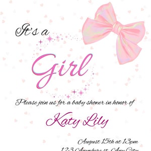 Baby Shower Invitation Template. It&#39;s a Girl template. Invitation card.