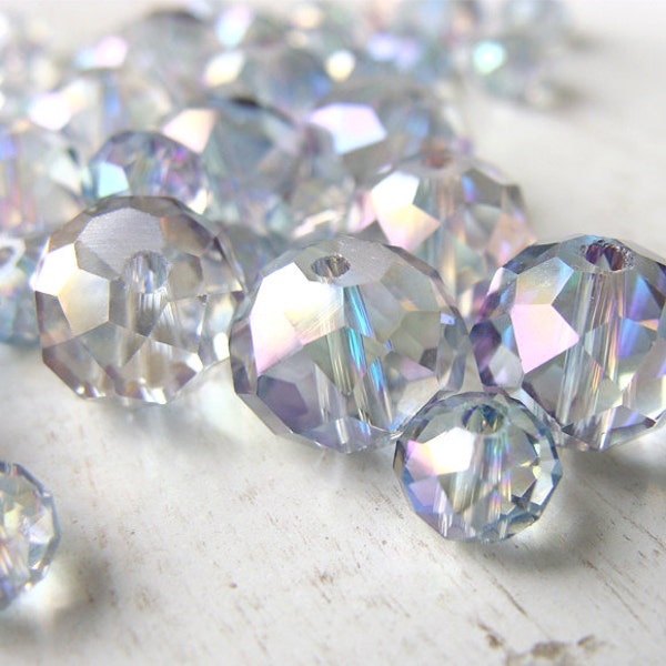 Crystal Faceted Rondelles Chinese Crystal AB Finish Ice Blue Pink Green Purple 5-9mm destash CLEARANCE SALE