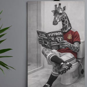 Funny bathroom prints, animal wall art, giraffe decor