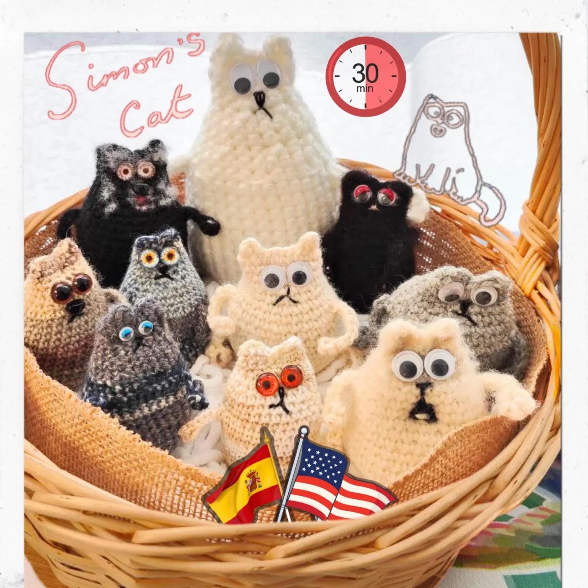 Simon's Cat Crochet Pattern – Cute Cat Amigurumi Toy DIY, Instant Download, Beginner Friendly Craft Tutorial