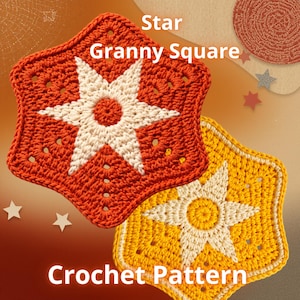 Crochet Star Square Pattern: A Rare Motif for Blankets, Bags, or Cardigans (Download PDF in English)