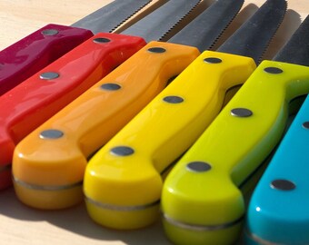 RAINBOW KNIFE SET with wooden block holder