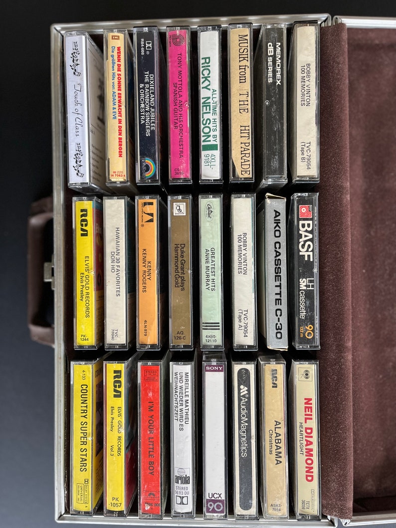 Vintage CASSETTE Tape CARRY Travel Case Brown Vinyl Briefcase Etsy