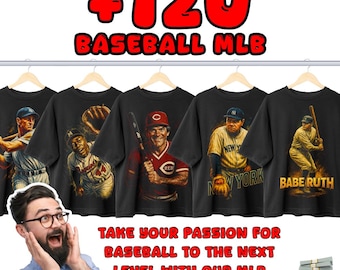 Baseball Legends PNG Pack, 130+ Vintage Baseball Designs, Vintage Baseball, Halftone Art, Instant Download