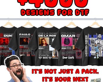 Pack of over 4000 artist designs with transparent background, ideal for print on demand, vintage rap, urban clothing, hip hop art