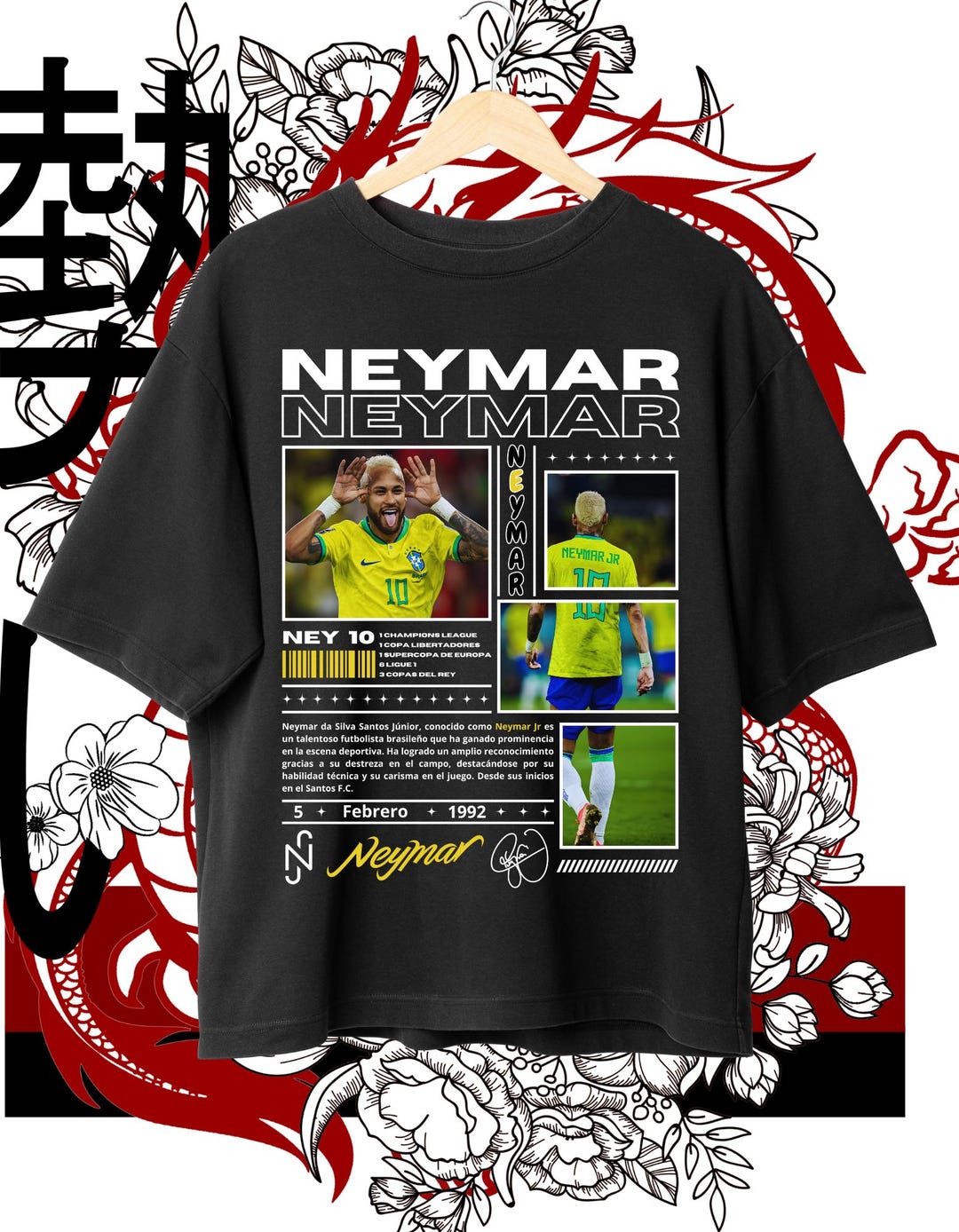 ネイマール T シャツ デザイン、サッカー PNG ダウンロード、海賊版 T