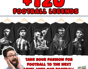 Pacchetto di oltre 120 disegni di calcio in mezzitoni, leggende del calcio, Messi, Ronaldo e Neymar, pacchetto PNG trasparente ad alto dettaglio