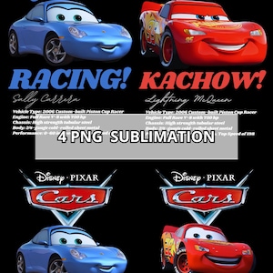 Puede incluir: Un fondo negro presenta imágenes de Sally Carrera y Rayo McQueen de la película Cars de Disney Pixar. El texto incluye "You Have My HEART" y "RACING!" encima de Sally, y "You Make my HEART GO" y "KACHOW!" encima de Rayo.