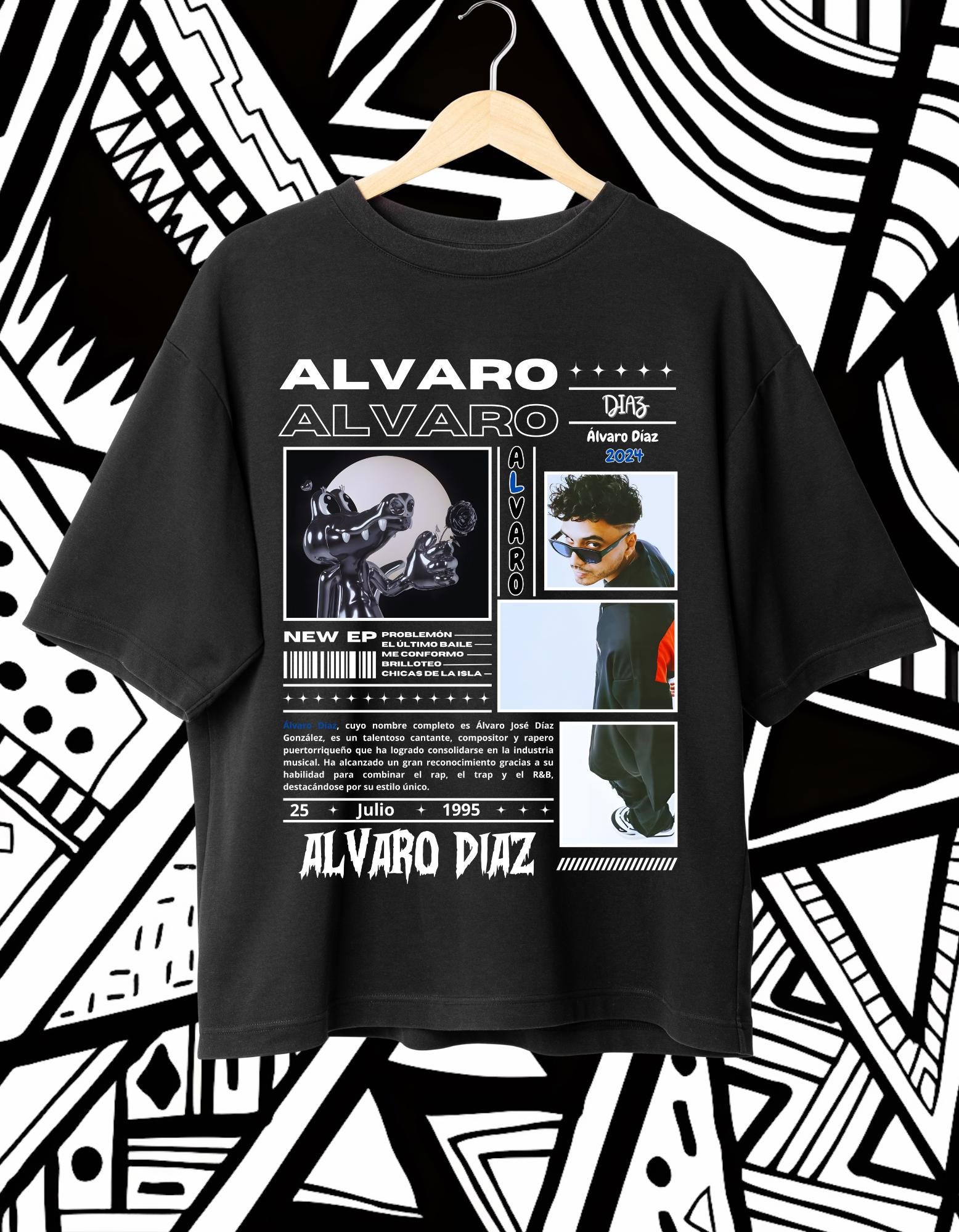Alvaro Diaz T-shirt Design, Ready to Print, Alvaro Diaz png, Hip-Hop Artist, 90s, Rapper, Rap T-Shirt Design, 300 dpi