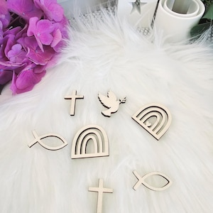 Magical scatter decorations for baptism/communion/confirmation, rainbows, fish, doves and crosses