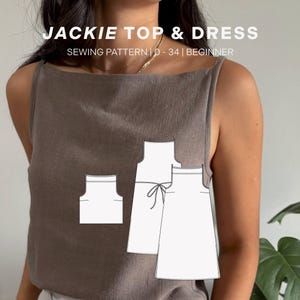 Jackie Top & Dress PDF Sewing Pattern | Size Inclusive 0-34 | Beginner | Square Neck | Staple Tank or Midi