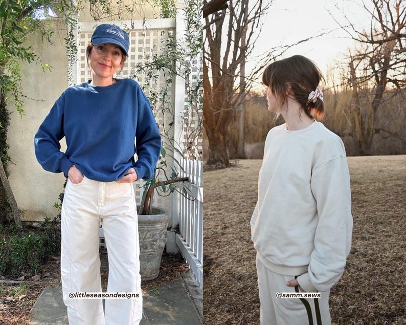 Puede incluir: Dos personas con ropa informal. Una persona lleva una sudadera azul marino, pantalones blancos y una gorra azul. La otra persona lleva una sudadera color crema y un pantal&oacute;n de ch&aacute;ndal. La imagen est&aacute; tomada al aire libre.