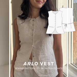 Arlo Vest PDF Sewing Pattern | Size Inclusive 0-34 | Serger Free | Fully Lined | Video Tutorial