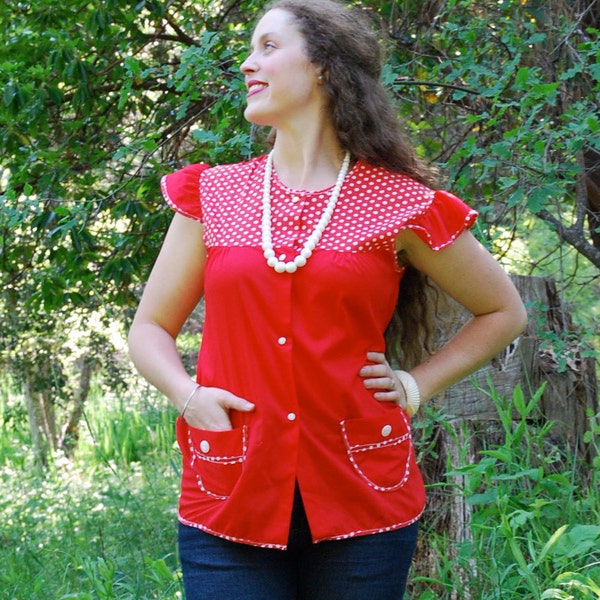 Vintage Polka Dot Perfect Smock Shirt