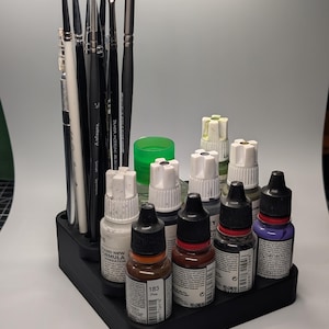 Compact Paint Organizer for Miniature Painters - Brush and Paint Holder