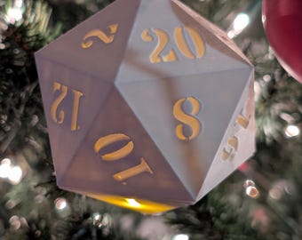D20 Dice Christmas Ornament - Tabletop RPG Gamer Gift