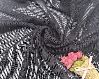 Black organic cotton mesh lace, 0.5cm square tulle lace,black net fabric, Environmentally friendly lace, crochet cotton mesh for Grocery Bag