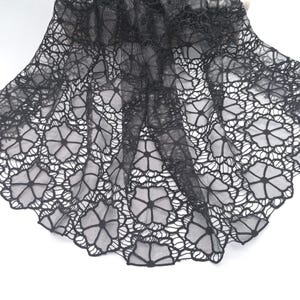 Black Floral Guipure Lace, Tulle Laser Embroidery Flower Lace, Black Venice lace fabric, Embroidery Tulle Fabric by the Yard, Design Lace