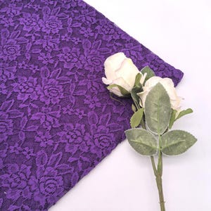 Purple Flower Lace Fabric: Stretch Nylon Knitting Lace By The Yard