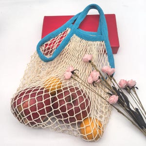 かぎ針編みコットンの再利用可能な食料品バッグ：環境に優しいマーケットバッグ