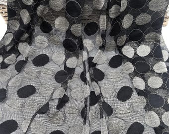 Black Circle Stretch Lace Fabric, Two-Tone Spandex (57" wide)