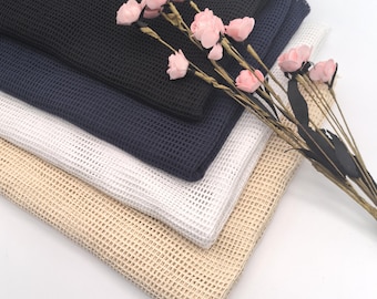 Navy Blue Cotton Mesh lace, Organic cotton lace, 4colors cotton net fabric, tulle fabric, crochet cotton mesh fabric for Grocery Bag