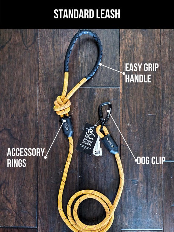 Climbing Rope Dog Leash - Heavy Duty Lead - Recycled Rope - Durable, Versatile - Hand Made in Colorado - Eco-Friendly Pet Gear