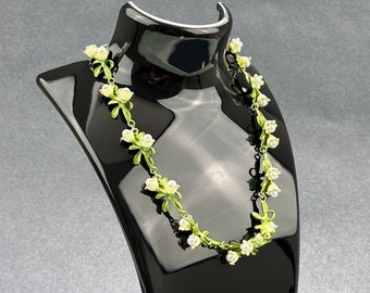 Lily of The Valley Necklace Bracelet Set: Dainty Floral Jewelry