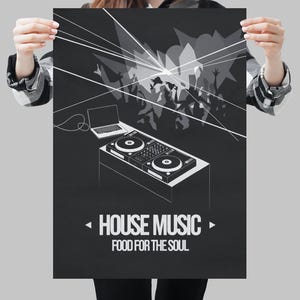 House Music Food For The Soul Poster, DJ Wall Art, Music Lover Decor, Concert Themed Art, Gift for EDM Music Enthusiasts