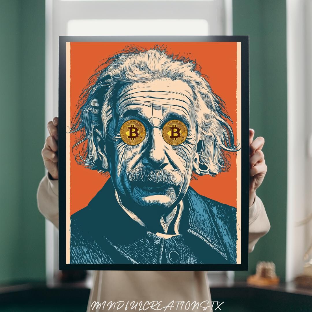 Framed Bitcoin Einstein Poster, Cryptocurrency Decor, Gift for Bitcoin  Lovers, BTC Home Office Decoration - Etsy