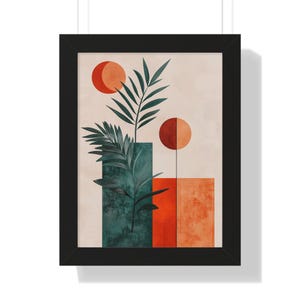 Boho Abstract Art Print: Framed Vertical Poster, Modern Plant Decor