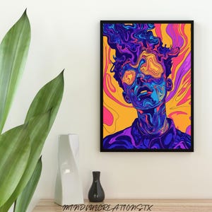 Trippy Abstract Art Poster: Psychedelic Vaporwave Wall Decor