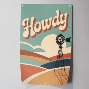Howdy Retro Matte Vertikales Poster - Skurril Wandkunst, Wohndekor, Geschenk für Cowpoke Liebhaber, Einzigartiger Kunstdruck