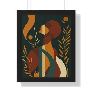 Boho Art Framed Vertical Poster - Modern Home Decor, Unique Wall Art, Minimalist Gift, Abstract Aesthetic, Stylish Room Decoration