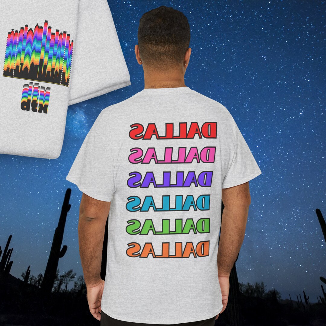 Retro Dallas Texas Backwards Text Colorful T-short DTX Abstract Tee ...