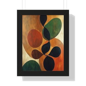 Modern Framed Wall Art - Mid-Century Modern Earthy Floral Tones Print, Boho Decor for Living Room, Gift for Art Lovers