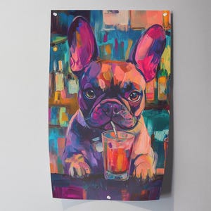 French Bulldog Bartender Art Print: Vibrant Frenchie Lover Decor