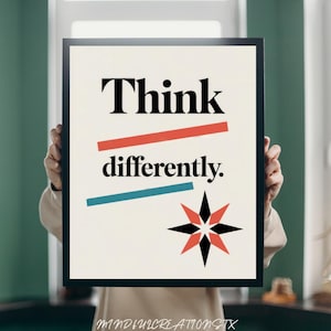 Think Differently - Inspirational Framed Poster - Motivational Wall Art, Office Home Decor, Gift for Entrepreneurs