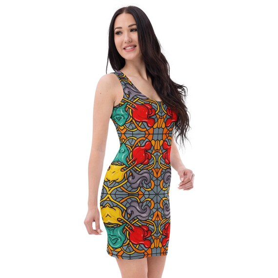 bodycon dress multicolor Vibrant Multi Color Bodycon Dress – Added Flair Boutique main image 0