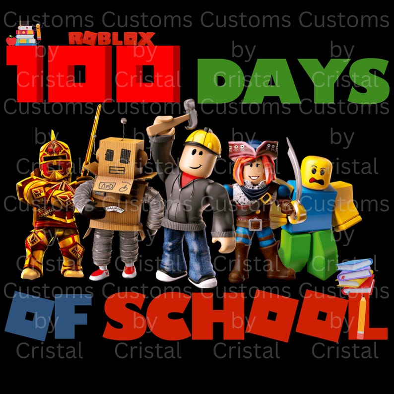 Roblox 100 Days of School, Roblox, PNG. - Etsy