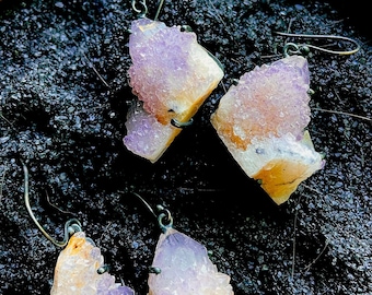 Amethyst earrings, spirit quartz earrings